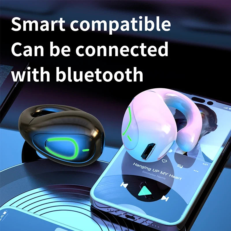 S20 Wireless Ear Clip Headset - Bluetooth 5.3 Single-Ear OWS Sports Earphones for Running & Fitness