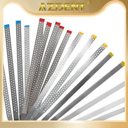 AZDENT Dental Diamond Polishing Strips – 5pc Stainless Steel Orthodontic IPR Fine & Medium Polish