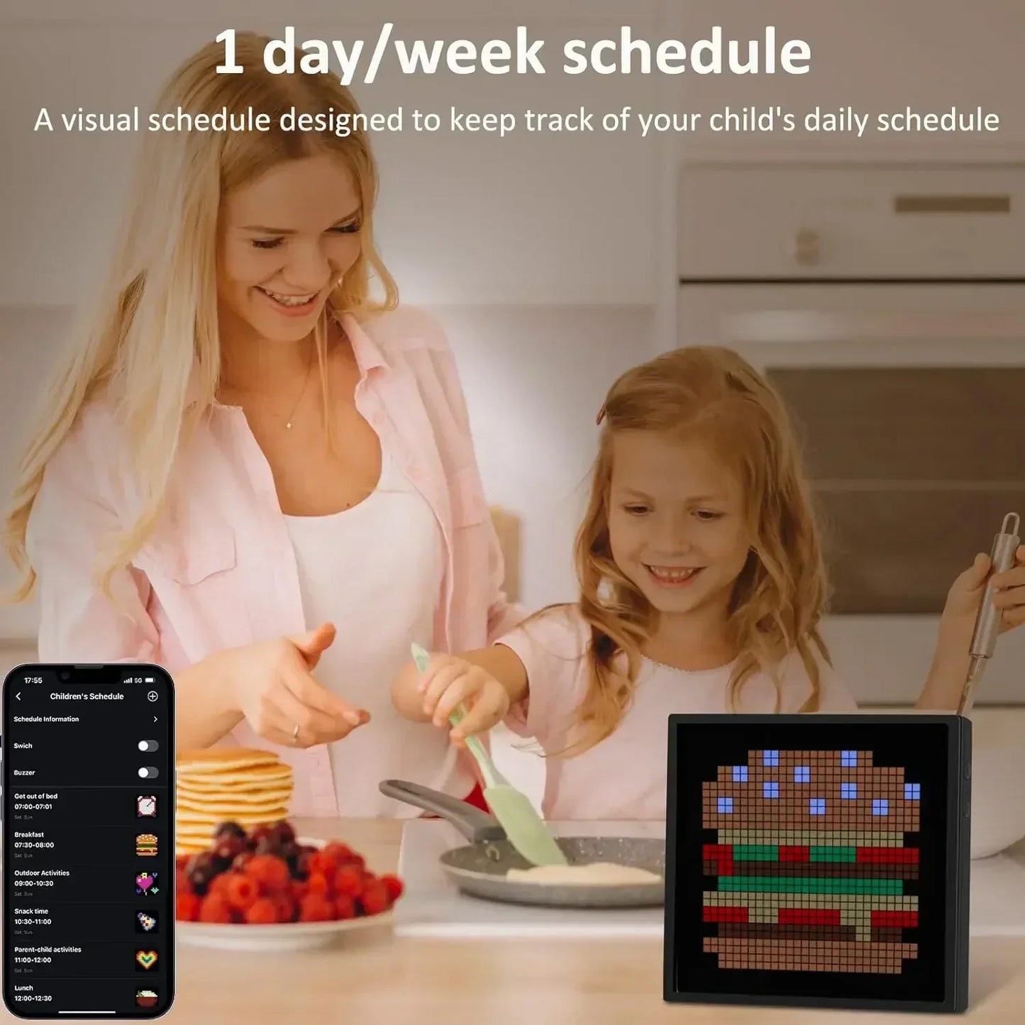 Smart RGB LED Pixel Matrix Display – Bluetooth App Controlled DIY Graffiti Animation Frame for Gaming Room & Modern Wall Decor
