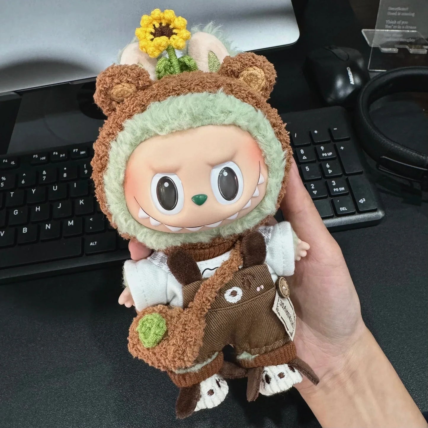 17cm Labubu Doll Clothes – Sunflower Red Flower Heartbeat Macaron Cute Outfit for Labubu Dolls