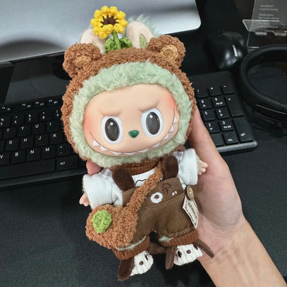 17cm Labubu Doll Clothes – Sunflower Red Flower Heartbeat Macaron Cute Outfit for Labubu Dolls