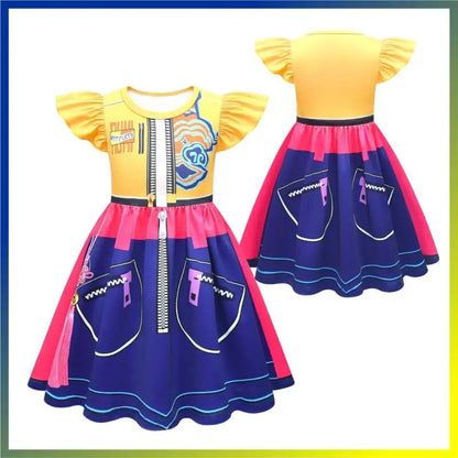 Halloween Zoey, Mira, Rumi Cosplay Costume – Colorful Demon Hunters Flying Sleeve Dress for Girls, Movie K-Pop Idol Role-Play