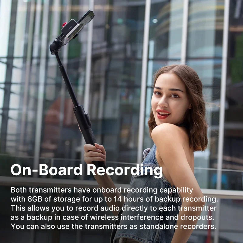 Ulanzi AM18 U-Mic 2.4G Wireless Stereo Microphone – 100m Dual-Channel Recording for DSLR, iOS, Android & PC Live Interviews