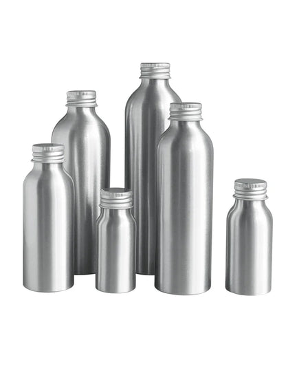 Aluminum Bottle with Cap – Empty Round Silver Metal Bottles 1oz-250ml, Child-Resistant for Liquids & Essential Oils
