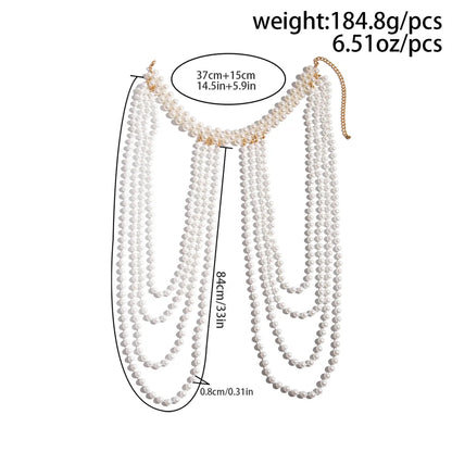 Ingemark 2024 Bridal Tassel Pearl Shoulder Chain Necklace – Elegant Wedding Jewelry for Women