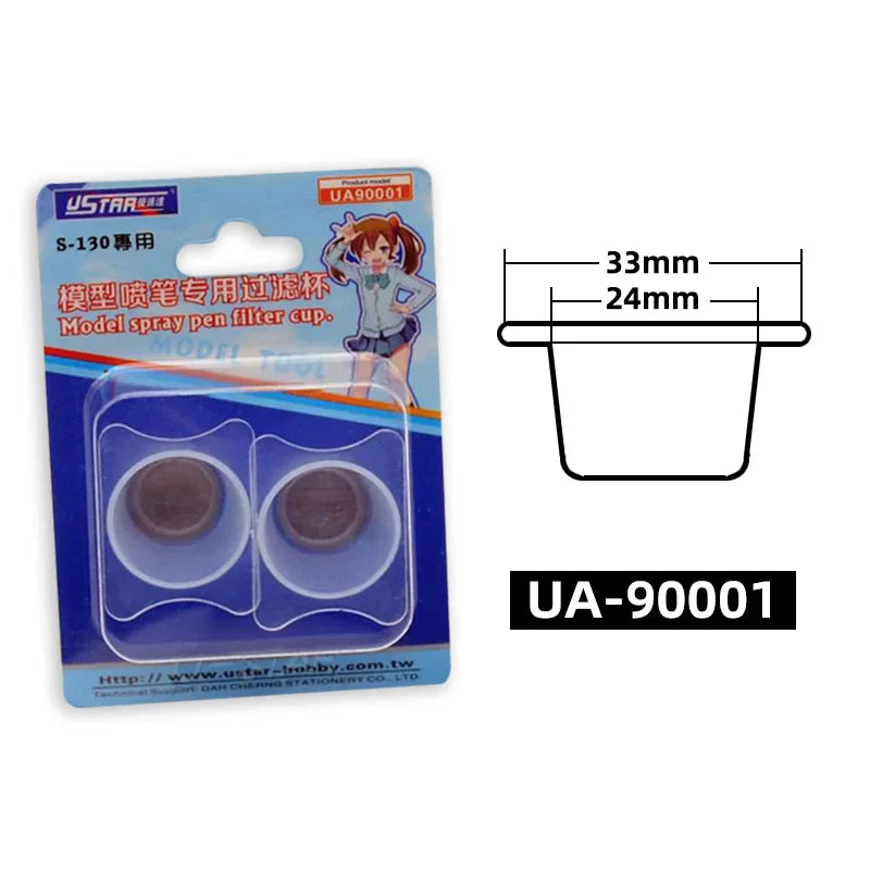 Airbrush Paint Filter Cups (2pcs Set) – 24–33mm Purification Strainers for Removing Impurities & Smooth Spray Painting