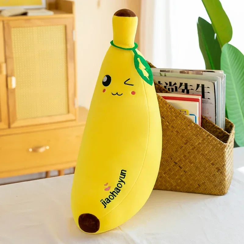 Banana Long Throw Pillow – Cute Super Soft Plush Leg Hug Doll for Bed, Perfect Girl Plush Toy
