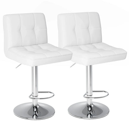 PU Leather Bar Stools Set of 2 – Upholstered Counter Height Stools with Comfortable Backrest, SGS Certified Gas Cylinder