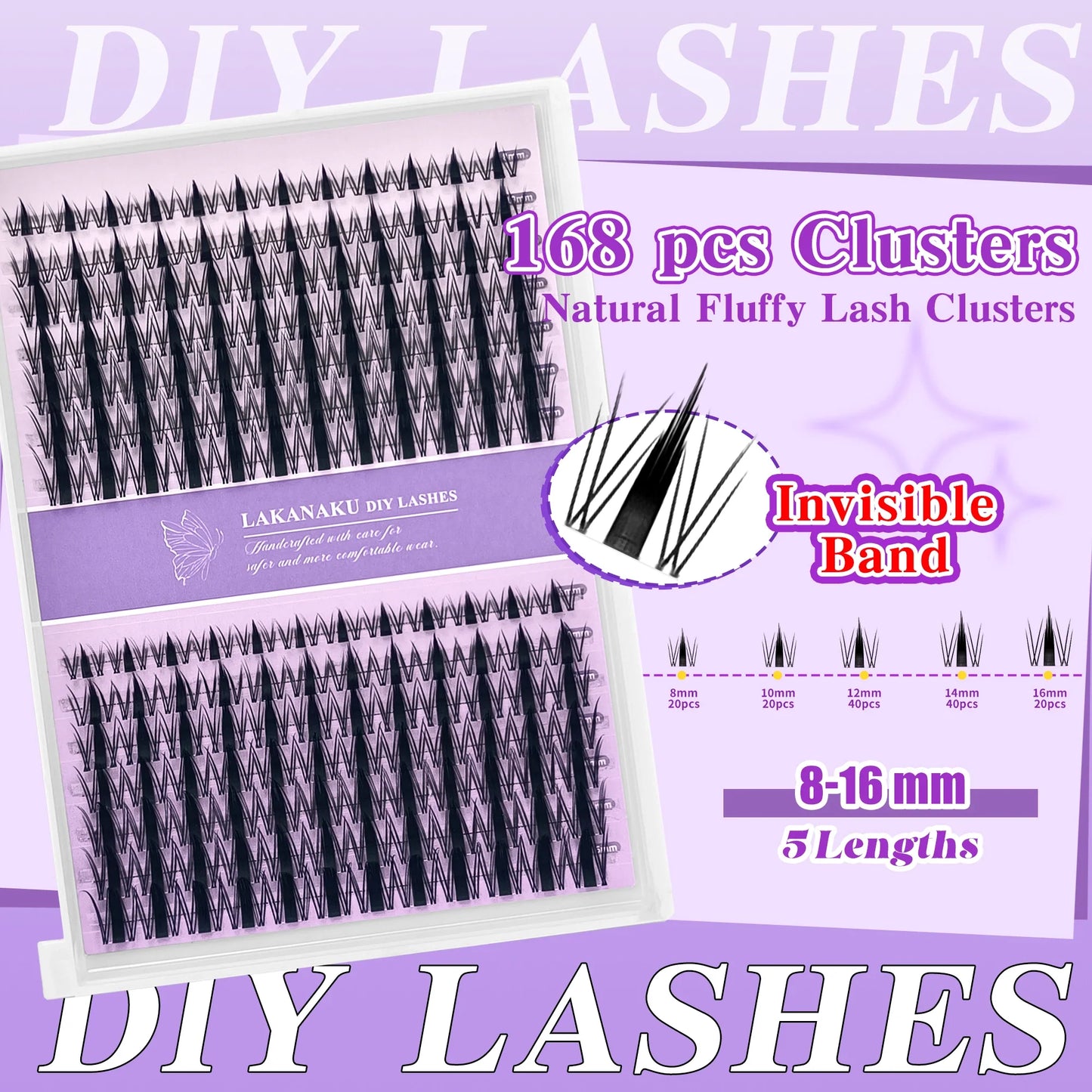 LAKANAKU Invisible Bond Lash Fairy Cluster – Wispy Manga & Manhua Style DIY Eyelash Fans