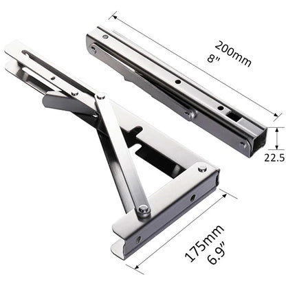 2PC Heavy-Duty Folding Shelf Brackets – Stainless Steel Wall-Mounted Collapsible Supports for Garage & Workstation