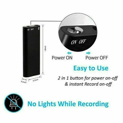 Mini Portable Voice Recorder – Intelligent Voice-Activated HD Audio Recorder with Noise Reduction, MP3 Player, Magnet & OTG