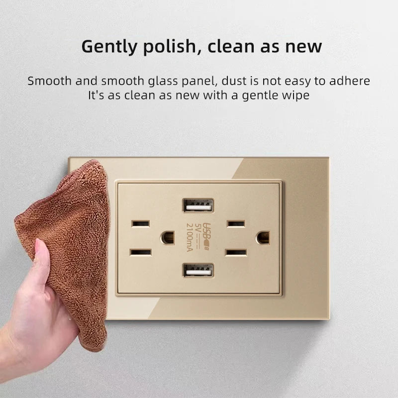 Herepow 118 Series Dual USB Wall Socket - Thailand & American Standard Smart Plug Adapter with Type-C 3.1A Fast Charging