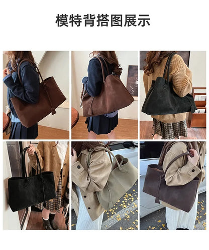 2025 Women’s Faux Suede Handbag – High-Quality, Versatile Large Capacity Shoulder Bag