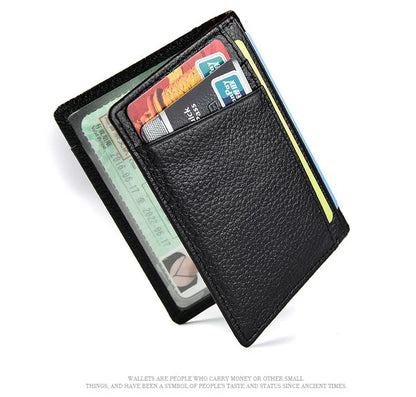 YUECIMIE Super Slim Leather Wallet – Genuine Mini Credit Card Holder, Thin Soft Purse for Men
