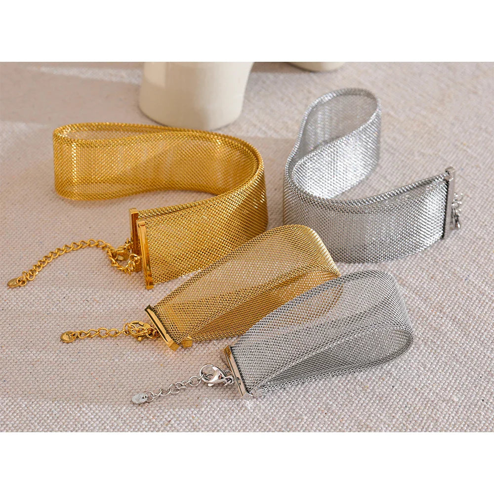 Yhpup 26mm Stainless Steel Wide Choker Necklace & Bracelet Bangle – Fashionable Waterproof Summer Jewelry