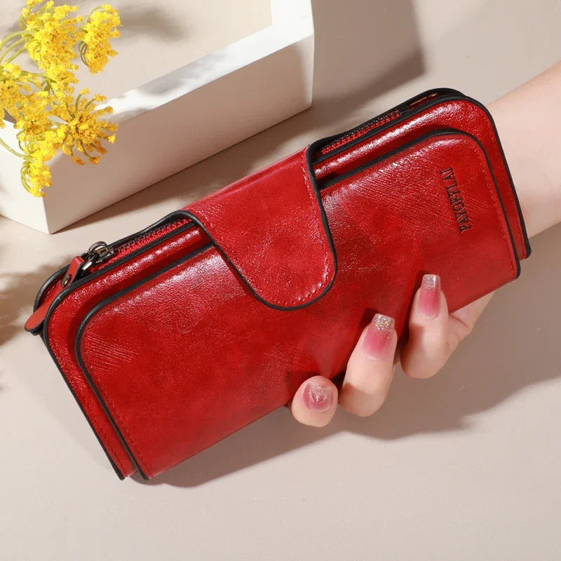 Men’s PU Leather Long Zipper Wallet – Business Card Holder & High-Quality Men’s Handbag Wallet