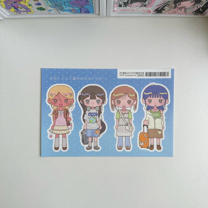 Cute Shibuya Girl Kawaii Stickers – Y2K Cartoon Scrapbook & Diary Decorative Stickers