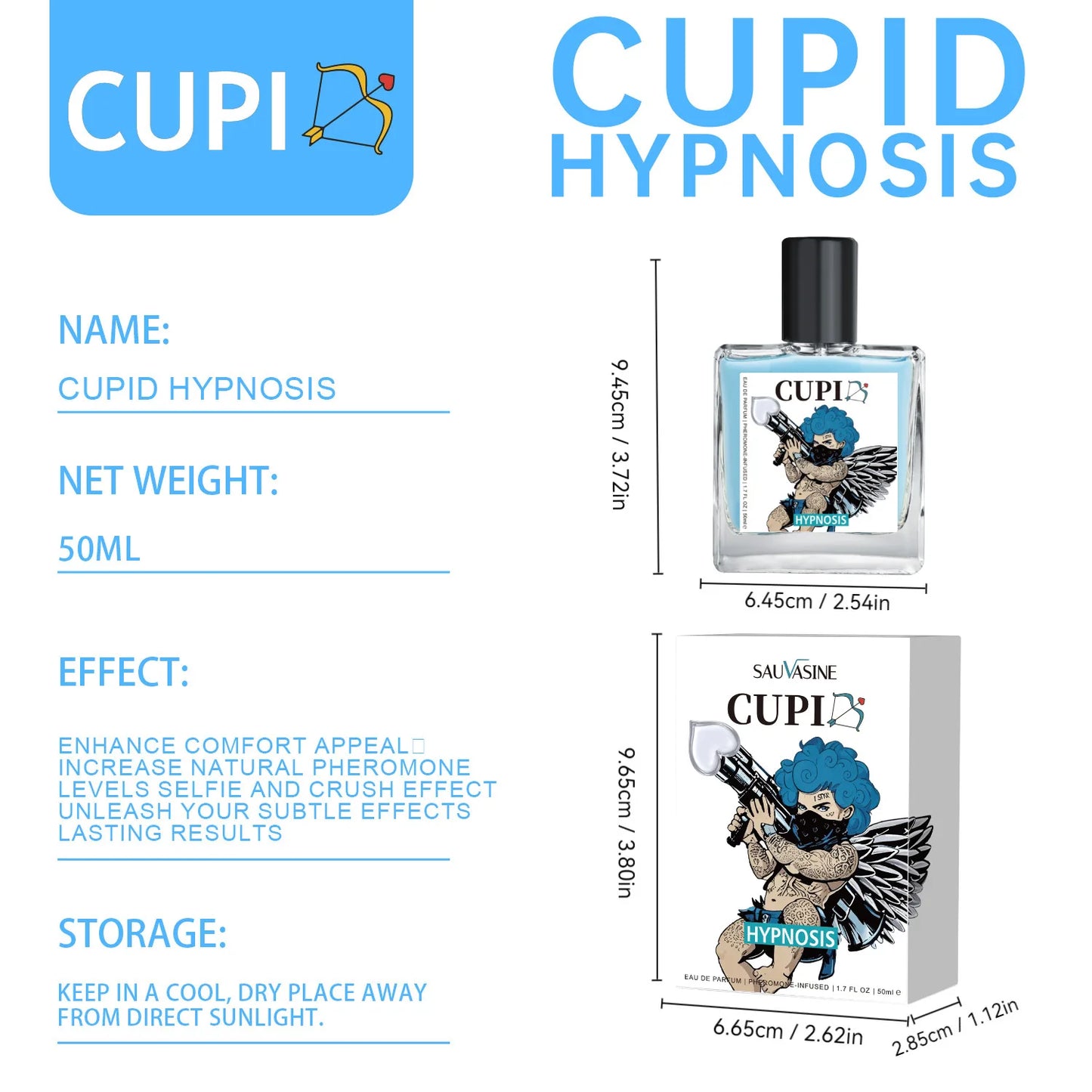 Cupid Hypnosis Pheromone Cologne for Men — Long-Lasting Body Mist, Attractive Fragrance for Dating & Flirting