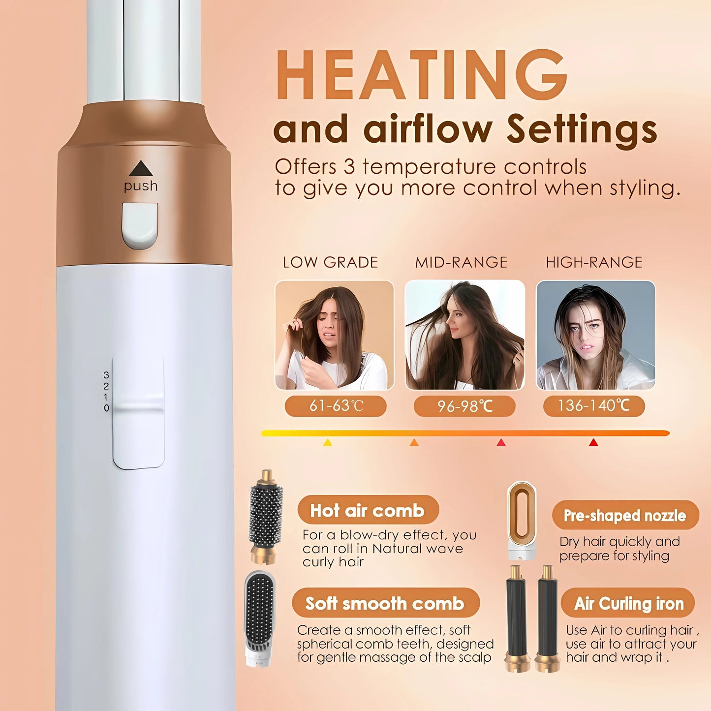 5-in-1 Hair Dryer Multi Styler – Curling Iron, Hair Straightener, Hair Brush & Dryer All-in-One Tool