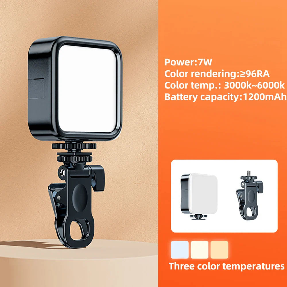 Portable LED Selfie Light Clip — Ring Flash Fill Light for iPhone, Samsung, iPad, Mobile & Laptop