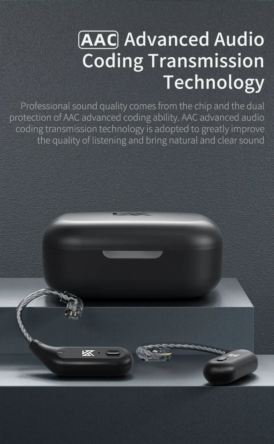 KZ AZ09 HD Bluetooth Earphones – Wireless HIFI Ear Hook Headset with Charging Case, Compatible with KZ EDXPRO ZSNPRO ZS10PRO