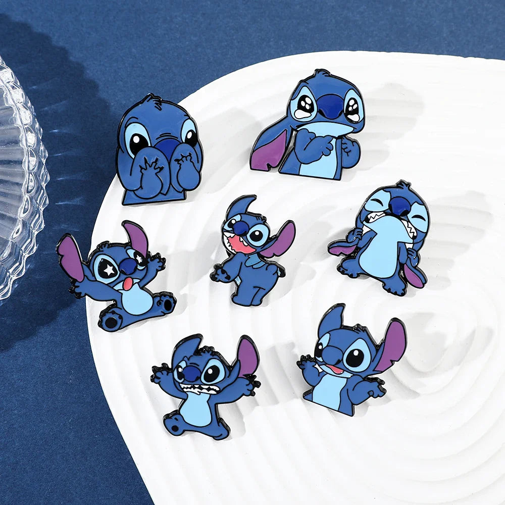 7 Pcs Lilo & Stitch Enamel Pins Set | Creative Stitch Brooches for Backpacks, Clothing & Accessories