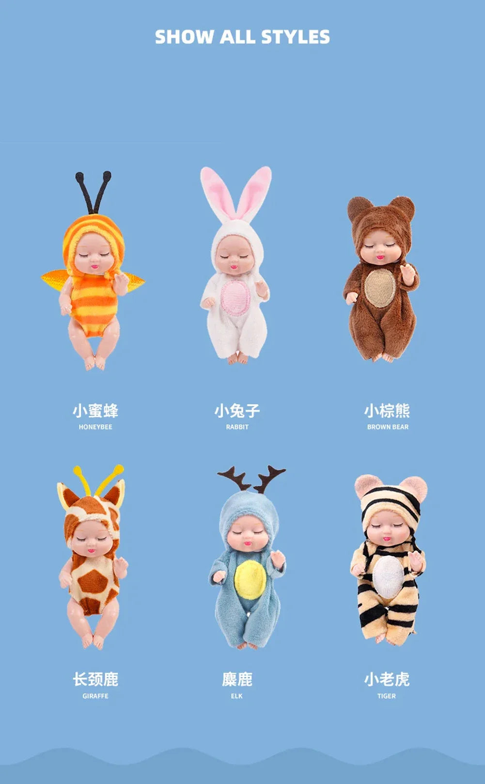 6-Piece Reborn Doll Kit – Mini Princess Sleeping Baby Dolls with Clothes & Accessories, Birthday Gift for Kids