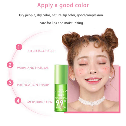 Natural Aloe Essence Lip Gloss – Moisturizing, Color-Changing, Waterproof & Long-Lasting Lip Care Lipstick