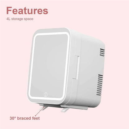 Cooseon 4L Mini Mirror Fridge – AC/DC Heated Cooling Beauty & Skincare Refrigerator, Portable Car Mini Fridge