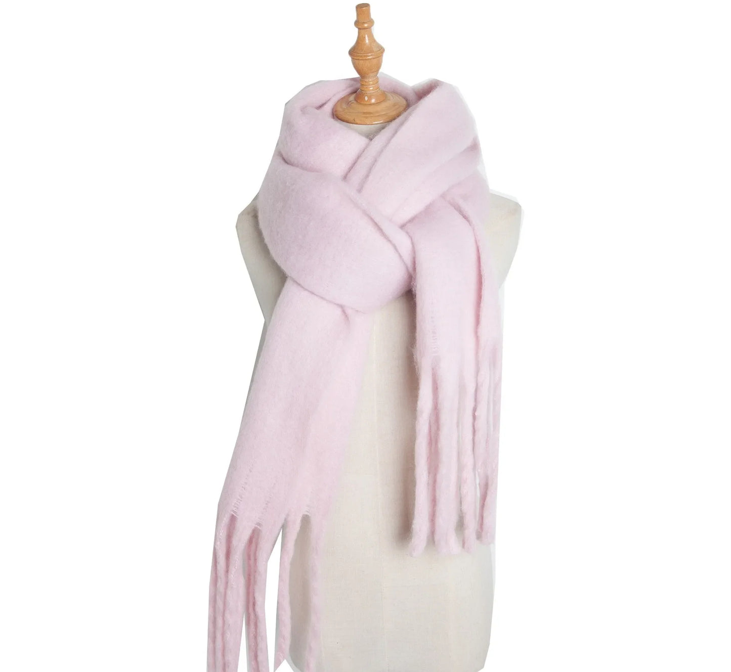 Luxury Women’s Winter Scarf – Cashmere Pashmina Shawl Wrap, Thick Soft Solid Tassel Scarf Long Stole