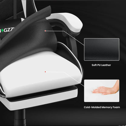 Gaming Chair with Footrest – Ergonomic Gamer Chair with Lumbar Cushion, Headrest, and Height Adjustable for Computer