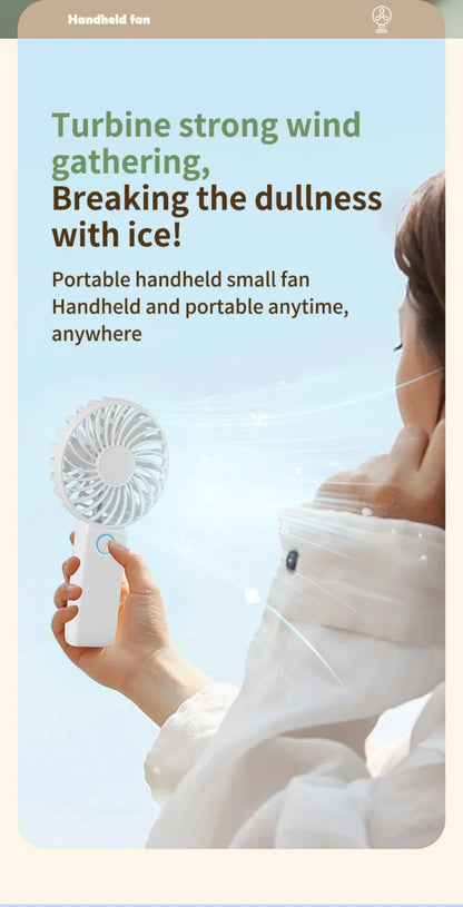 Portable Mini USB Fan – Handheld & Desktop Fan with Phone Holder, 3-Speed Adjustable Wind, Long Battery Life, Multi-Function Cooling Fan