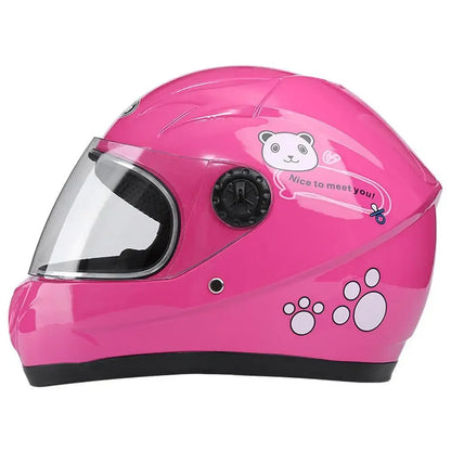 New Cute Children’s Full Face Helmet – Safety Bike & Motorcycle Helmet for Kids, Adjustable for Outdoor Sports, Four Seasons Protection