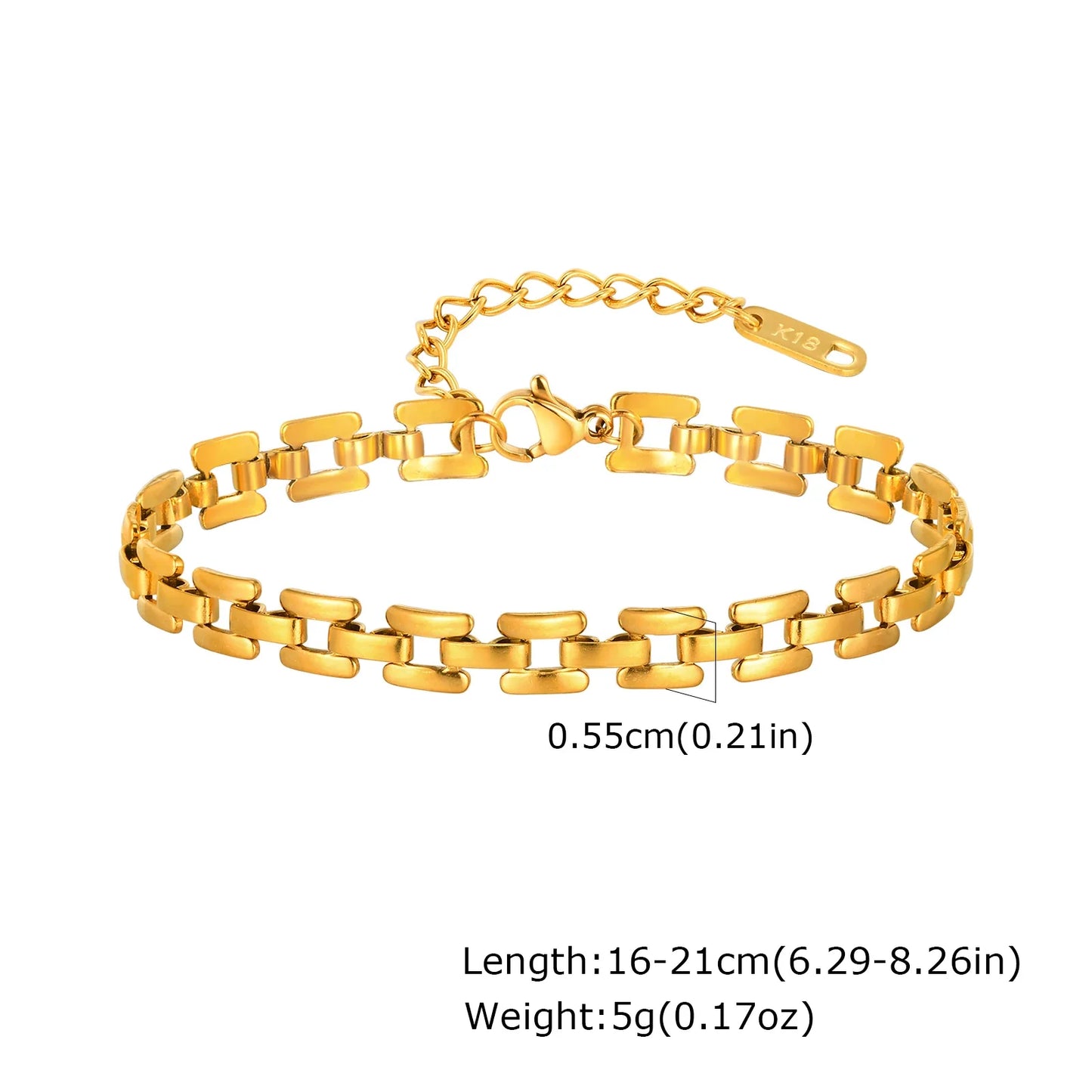 Women's Chunky Gold Plated Stainless Steel Link Chain Bracelet – Waterproof Layered Wristband Jewelry