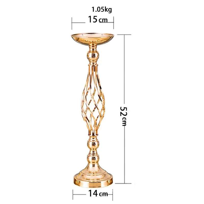 Golden Iron Art Table Candle Holder - Twisted Road Candlestick Vase for Wedding Flower Decorations and Props