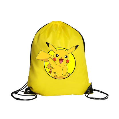 Pokémon Drawstring Tote Bag — Pikachu Character Print, Large Capacity Waterproof Backpack for Kids’ Shopping & Gift