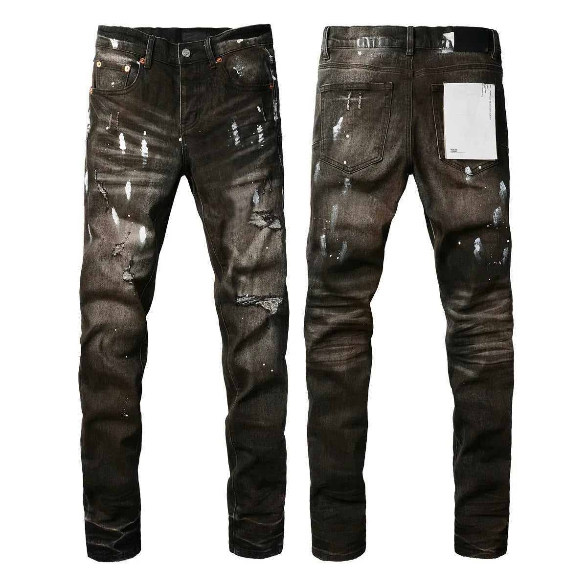 2025 Men’s High Street Ripped Skinny Jeans — Low Rise Blue Distressed Denim Fashion Repair Trousers 9003