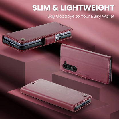 Magnetic PU Leather Phone Case for Samsung Galaxy Z Fold 7/6/5 — Fold6/5 5G Wallet Card Holder Shockproof Cover