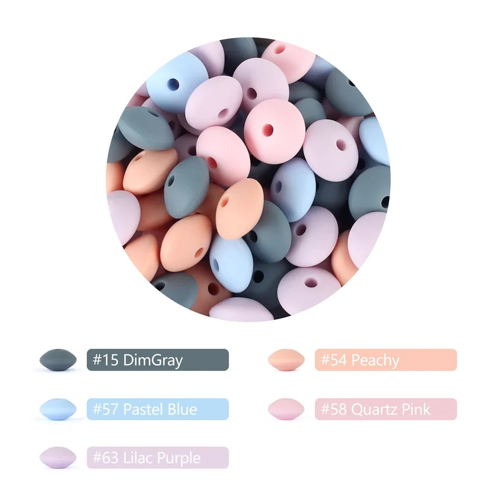 12mm Silicone Lentil Abacus Beads 50/100PCS – DIY Loose Focal Beads for Jewelry, Bracelets, Necklaces & Keychains