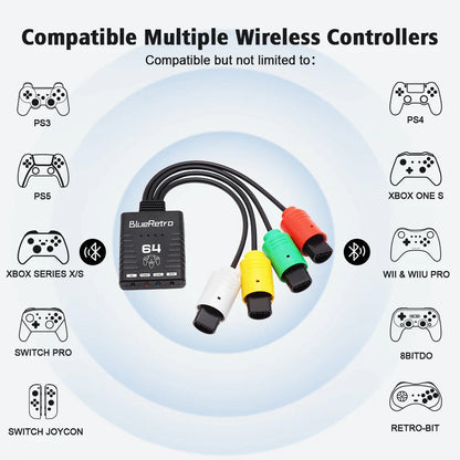 RetroScaler BlueRetro Wireless Adapter – Supports Up to 4 Controllers for Nintendo 64 N64
