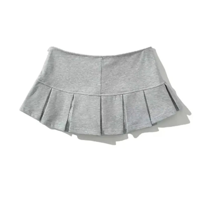 Mooyufon Y2K Mini Skirt — Women’s Low Waist Wide Pleat Light Grey A-Line Pleated Skort, Sexy Vintage Casual Summer Wear