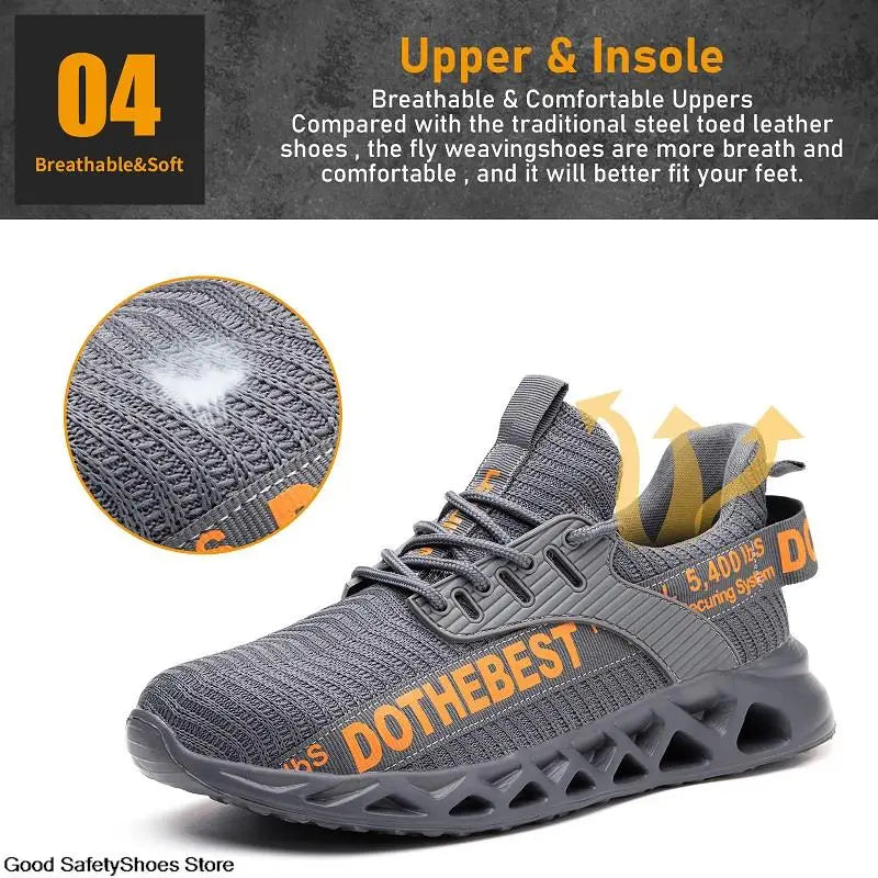 Steel Toe Safety Shoes for Men & Women – Lightweight Puncture-Proof Work Sneakers, Unisex Construction Boots