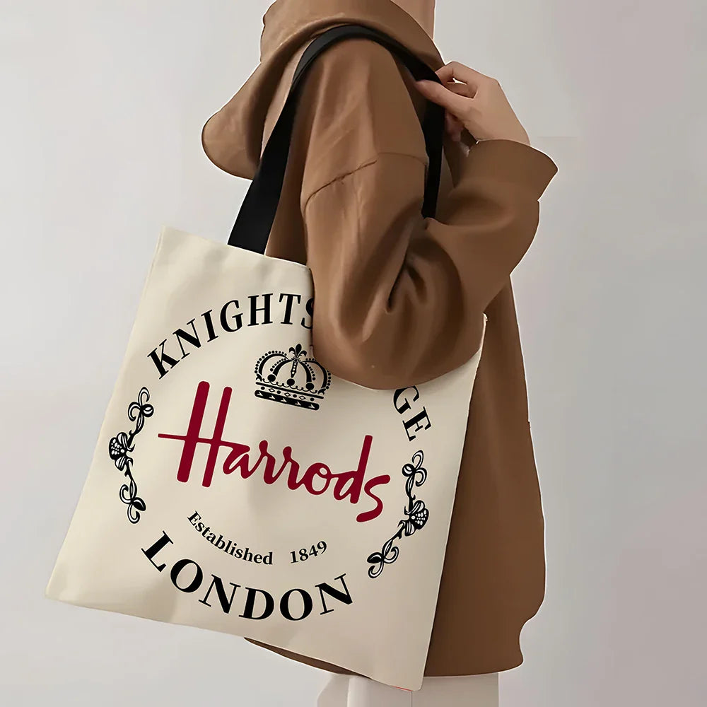 Harrods Knightsbridge London Grocery Tote Bag – Durable Shopping & Work Bag