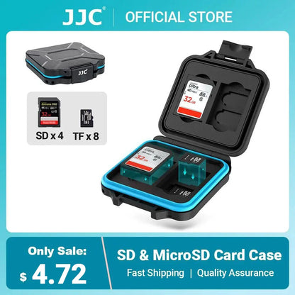 JJC SD & Micro SD Card Holder – Waterproof, Shockproof Hard Case with EVA Foam Pad for Memory Card Storage