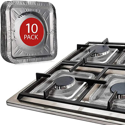 10/20pcs Disposable Aluminium Stove Protector Covers - Gas Burner Liners, Stovetop Cleaning Pads for Easy Kitchen Maintenance