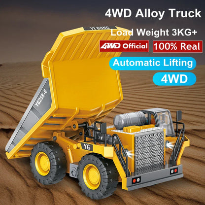 4WD RC Excavator Alloy Dump Truck Bulldozer | Remote Control Construction Vehicle Toy for Kids