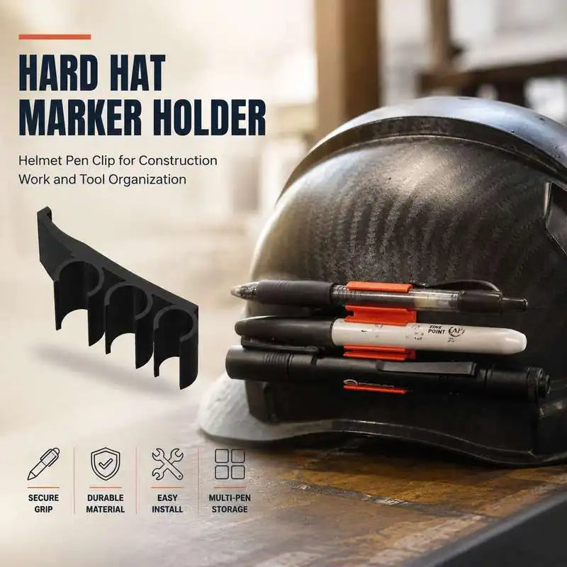 Work Helmet Marker Storage Clip - Hard Hat Pen Holder for Construction & Jobsite Writing Tools