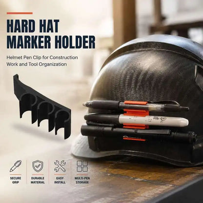 Work Helmet Marker Storage Clip - Hard Hat Pen Holder for Construction & Jobsite Writing Tools