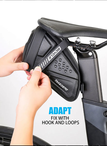 TAKEZERO TZ07 Bicycle Tail Saddle Bag – EVA Hard Shell Rear Bag for Mountain & Road Bikes