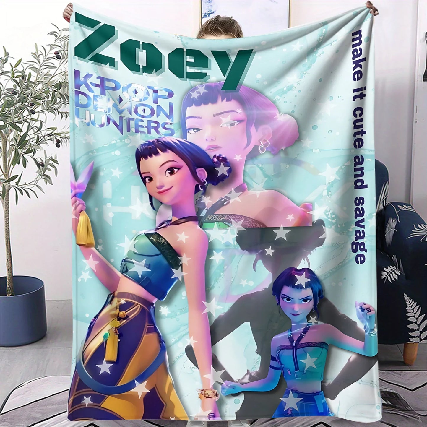 K-Pop Demon Hunter Flannel Blanket — Anime Girl Team Throw — Winter Warm Sofa & Bed Cover Fan Gift
